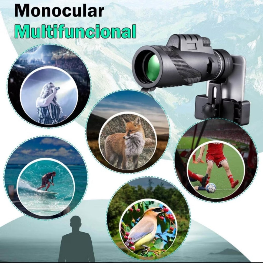 Telescopio Monocular con Soporte para Movil